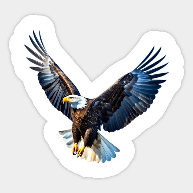 An American Bald Eagle in Flight - Capturing Freedom Sticker by  Karma Institute